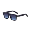 Occhiali da sole quadrati nero opaco con lenti sfumate blu e decori in metallo argento - Nero Opaco Montatura Canna di Fucile Lenti Grigio Blu