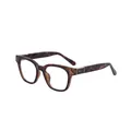 Square dark brown tortoiseshell sunglasses frame with stylish rose gold metal accents - Transparent Brown Turn Gray