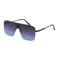 Fashion oversized square sunglasses with gradient purple lenses and black frame for men - Gray Blue