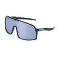 Herren Radsport-Sonnenbrille mit schwarzem Rahmen und silber verspiegelten Gläsern - Weiß Silber mit Löchern / Hellschwarz