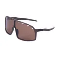 Matte dunkelbraune Oversize-Fahrradbrille mit belüftetem Einzelscheiben-Sportglas - Mit Loch / Kaffeetee