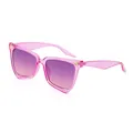 Fashionable oversized cat-eye sunglasses with transparent pink frame and gradient lenses - Purple