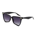 Chic black cat-eye sunglasses with purple gradient lenses and gold triangle accents - Gradient Grey