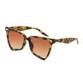 Occhiali da sole irregolari cat-eye da donna con montatura tartarugata e lenti sfumate marroni - Tè Leopardato