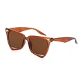 Occhiali da sole cat-eye da donna con montatura marrone trasparente e borchie oro - Marrone