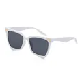 Occhiali da sole cat-eye bianchi con lenti grigio scuro e dettagli in oro - Montatura Bianca Grigia