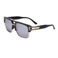 Lunettes de soleil rétro pour hommes noir et or avec verres miroir et détails métalliques - Mercure Blanc C5