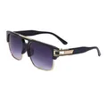 Lunettes de soleil rétro homme avec monture noir-or et verres dégradés violets - Pont Noir Double Gris (C9 Pont Noir Double Gris)