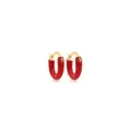 Exquisite 18K gold plated hoop earrings with red enamel coating on white background - Red