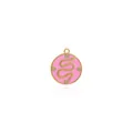 18K gold-plated snake charm with pink enamel and zircon accents on a white background - Pendant Only (Without Chain) / Pink