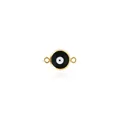 Macro view of 18K gold plated evil eye jewelry connector for DIY bracelet making - Black