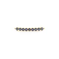 Detailed close-up of 18K gold-plated bar link with ten blue evil eye enamel charms - Gold Blue
