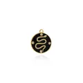 Macro detail of 18K gold-plated snake charm with black enamel and four zircon accents - Pendant Only (Without Chain) / Black