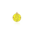 Macro view of 18K gold plated round snake pendant with yellow enamel and clear zircons - Pendant Only (Without Chain) / Yellow