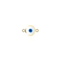 Detail of 18K gold-plated evil eye connector charm for DIY jewelry bracelets - White