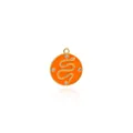 Detailed macro view of 18K gold plated round orange snake charm with crystals - Pendant Only (Without Chain) / Orange