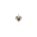 Silver-toned 18K heart pendant with brown gemstone and sparkling zircon stones - Silver Color - Brown Zircon