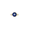 Detailed view of 18K gold plated evil eye charm with blue enamel for DIY jewelry making - Dark Blue