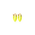 Close-up of 18K gold plated earrings featuring vibrant neon yellow enamel finish - Yellow