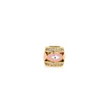 Detail of 18K gold plated evil eye charm with pink enamel and sparkling cubic zirconia - Pink