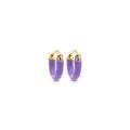Exquisite 18K gold plated hoop earrings with premium lavender purple enamel finish - Purple