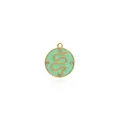 Mint green enamel round snake pendant with 18K gold plating and four sparkling rhinestones - Pendant Only (Without Chain) / Light Green