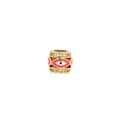 18K gold plated evil eye charm bead with pink enamel and sparkling zircon accents - Red