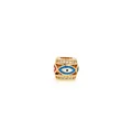 18K vergoldete Evil Eye Perle mit bunter Emaille und Zirkonia für DIY Armbänder - bunt