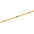 18K gold plated chain bracelet featuring purple, blue, and red oval gemstone charms - Colorful