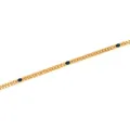 18K gold-plated flat chain bracelet with three oval blue sapphire style gemstones - Blue