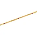 Gold plated 18K curb chain featuring oval red ruby-like gemstone accents for DIY jewelry - Red