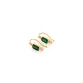 Exquisite 18K gold plated drop earrings with emerald cut green zircon and crystal - Green