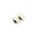 Elegant 18K gold-plated hook earrings featuring a blue rectangular stone and clear zircon - Blue