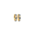 Detailed view of 18K gold plated hoop earrings with blue evil eye charms and zircon - Black