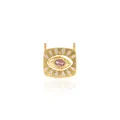 18K vergoldeter Evil Eye Anhänger mit rosa Stein und weißen Zirkonia im Baguetteschliff - Rosa