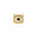 Makroaufnahme des 18K vergoldeten Evil Eye Anhängers mit blauem Stein und Zirkon - Blau