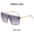 Fashion oversized grey square sunglasses model 4363 with purple gradient lenses - Transparent Gray