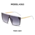 Lunettes de soleil shield blanches avec verres dégradés gris et branches dorées - Monture Blanche Verres Gris