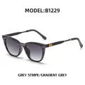 Fashionable cat eye sunglasses with grey stripe frames and gradient grey lenses - Grey Stripe
