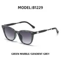 Cat eye sunglasses in green marble texture frame with gradient grey lenses - Marble Green