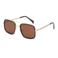 Retro square sunglasses with black gold frames and brown lenses for a stylish look - Dark Tea (C3)