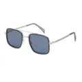 Retro silver square frame sunglasses with double bridge and dark grey lenses - Sand Transparent Gray (C8)