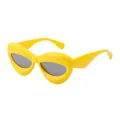Chunky cat eye sunglasses featuring bold yellow frames and dark grey lenses for parties - Bright Yellow