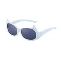 Lunettes de soleil œil-de-chat blanches style Y2K avec verres gris et oreilles de chat - Blanc Plein Gris