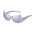Lunettes de soleil œil de chat Y2K avec monture lilas et verres miroir argentés - Monture Argentée Revêtement Argent