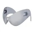 Y2K futuristic wrap-around cat-eye sunglasses with silver mirror lenses and frame - C2 Silver Mirror