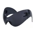 Y2K wraparound cat eye sports sunglasses for cycling with futuristic grey translucent frame - C1 Black Gray