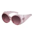 Lunettes de soleil ovales oversize avec monture rose violet translucide et écrans latéraux - C8 Marron Transparent