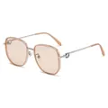 Fashionable oversized polarized sunglasses for women with pink frames and amber lenses - Tea Gun Frame / Light Tea Lenses (C38)