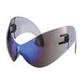 Y2K cycling sunglasses featuring blue and purple gradient mirror lenses with a wraparound frame - C4 Blue Coating
